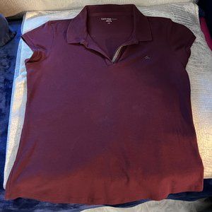 EUC - CK V-Neck Dark Plum Polo - Size Large